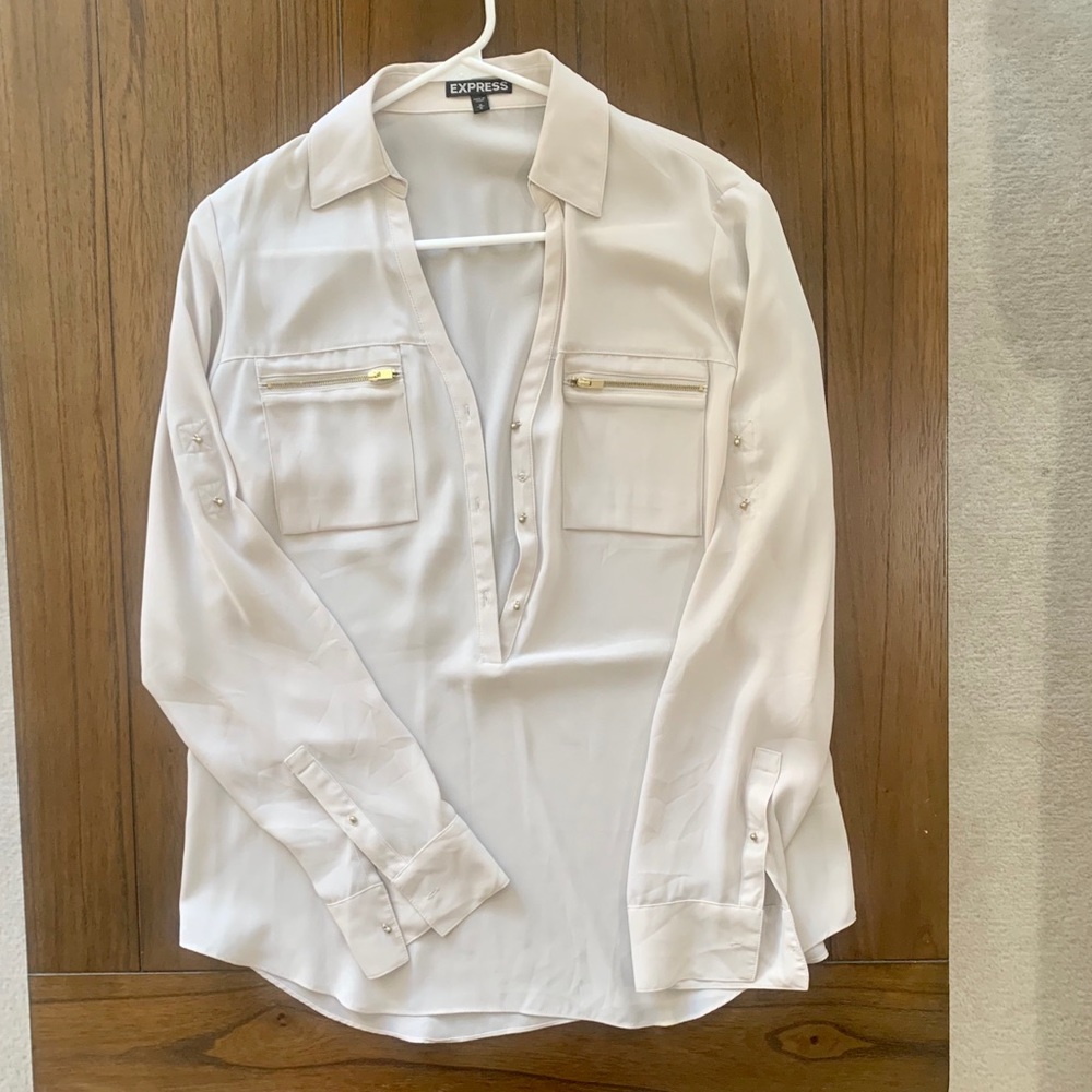 Long sleeve tan collared blouse